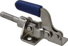 Gibraltar - 100 Lb Load Capacity, Flanged Base, Stainless Steel, Standard Straight Line Action Clamp - 3 Mounting Holes, 0.17" Mounting Hole Diam, 1/4" Plunger Diam, Thumb Handle - USA Tool & Supply