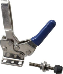 Gibraltar - 250 Lb Holding Capacity, Horizontal Handle, Manual Hold Down Toggle Clamp - 61° Handle Movement, 91° Bar Opening, U-Bar, Flanged Base, Electro-Plated Zinc, Stainless Steel - USA Tool & Supply