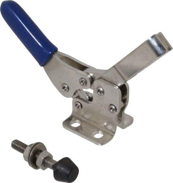 Gibraltar - 150 Lb Holding Capacity, Horizontal Handle, Manual Hold Down Toggle Clamp - 60° Handle Movement, 90° Bar Opening, U-Bar, Flanged Base, Electro-Plated Zinc, Stainless Steel - USA Tool & Supply