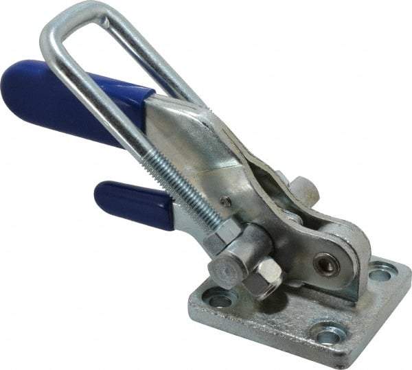 Gibraltar - 4,000 Lb Capacity, Horizontal, U Hook, Flanged Base, Carbon Steel Pull Action Latch Clamp - 3-1/2" Drawing Movement, 10.19" OAL, Threaded U Hook, Straight Handle - USA Tool & Supply