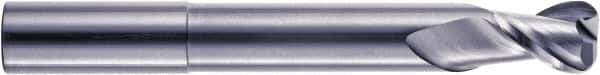 RobbJack - 3/8", 2 Flute, Single End, Solid Carbide, 0.06" Corner Radius End Mill - 4" OAL, 40° Helix, Right Hand Flute, 3/8" LOC, Right Hand Cut, 1" Extended Reach - USA Tool & Supply