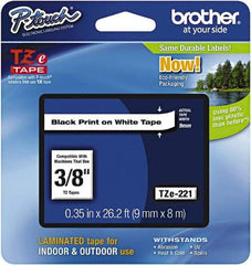 Brother - 3/8" Wide x 314.4" Long, White Plastic/Paper Tape Cassette - For Label Maker - USA Tool & Supply