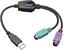 Tripp-Lite - Cable Adapter - USB to PS/2 Connector, Black, Use with Computers - USA Tool & Supply