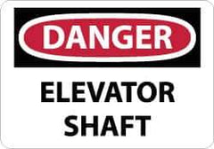 NMC - "Danger - Elevator Shaft", 10" Long x 14" Wide, Rigid Plastic Safety Sign - Rectangle, 0.05" Thick, Use for Accident Prevention - USA Tool & Supply