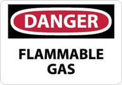 NMC - "Danger - Flammable Gas", 10" Long x 14" Wide, Aluminum Safety Sign - Rectangle, 0.04" Thick, Use for Hazardous Materials - USA Tool & Supply