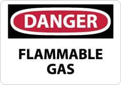 NMC - "Danger - Flammable Gas", 10" Long x 14" Wide, Pressure-Sensitive Vinyl Safety Sign - Rectangle, 0.004" Thick, Use for Hazardous Materials - USA Tool & Supply