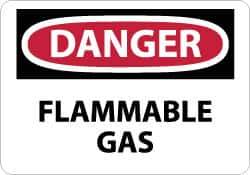 NMC - "Danger - Flammable Gas", 7" Long x 10" Wide, Rigid Plastic Safety Sign - Rectangle, 0.05" Thick, Use for Hazardous Materials - USA Tool & Supply