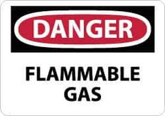 NMC - "Danger - Flammable Gas", 7" Long x 10" Wide, Rigid Plastic Safety Sign - Rectangle, 0.05" Thick, Use for Hazardous Materials - USA Tool & Supply