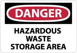 NMC - "Danger - Hazardous Waste Storage Area", 7" Long x 10" Wide, Pressure-Sensitive Vinyl Safety Sign - Rectangle, 0.004" Thick, Use for Security & Admittance - USA Tool & Supply
