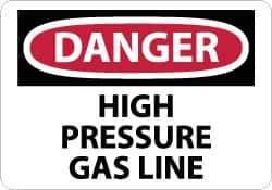 NMC - "Danger - High Pressure Gas Line", 10" Long x 14" Wide, Aluminum Safety Sign - Rectangle, 0.04" Thick, Use for Hazardous Materials - USA Tool & Supply
