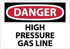 NMC - "Danger - High Pressure Gas Line", 10" Long x 14" Wide, Pressure-Sensitive Vinyl Safety Sign - Rectangle, 0.004" Thick, Use for Hazardous Materials - USA Tool & Supply