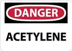 NMC - "Danger - Acetylene", 7" Long x 10" Wide, Rigid Plastic Safety Sign - Rectangle, 0.05" Thick, Use for Hazardous Materials - USA Tool & Supply
