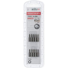 Wiha - 1/4" Drive T15 Torx Screwdriver Bit - 1" OAL, Insert Bit - USA Tool & Supply