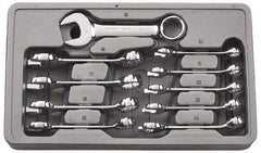 GearWrench - 10 Piece, 10mm to 19mm, 12 Point Combination Wrench Set - Metric Measurement Standard, Full Polish Finish, Comes in Plastic Tray - USA Tool & Supply