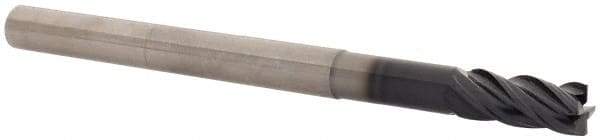 SGS - 3/8", 4 Flute, Single End, Solid Carbide, 0.02" Corner Radius End Mill - 5" OAL, Right Hand Flute, 7/8" LOC, Right Hand Cut, 1-7/8" Extended Reach - USA Tool & Supply