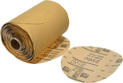 3M - 5" Diam, 220 Grit Aluminum Oxide Adhesive PSA Disc - Very Fine Grade, Gold, A Weighted Backing, Flexible, Use with Random Orbital Sanders - USA Tool & Supply