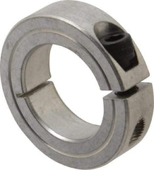Climax Metal Products - 1-1/8" Bore, Aluminum, One Piece Clamping Shaft Collar - 1-7/8" Outside Diam, 1/2" Wide - USA Tool & Supply