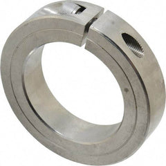 Climax Metal Products - 1-1/2" Bore, Stainless Steel, One Piece One Piece Split Shaft Collar - 2-3/8" Outside Diam, 9/16" Wide - USA Tool & Supply