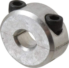 Climax Metal Products - 1/4" Bore, Aluminum, Two Piece Two Piece Split Shaft Collar - 11/16" Outside Diam, 5/16" Wide - USA Tool & Supply