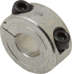 Climax Metal Products - 3/8" Bore, Aluminum, Two Piece Two Piece Split Shaft Collar - 7/8" Outside Diam, 3/8" Wide - USA Tool & Supply