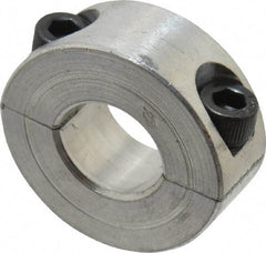 Climax Metal Products - 7/16" Bore, Aluminum, Two Piece Two Piece Split Shaft Collar - 15/16" Outside Diam, 3/8" Wide - USA Tool & Supply