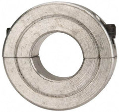 Climax Metal Products - 11/16" Bore, Aluminum, Two Piece Two Piece Split Shaft Collar - 1-1/2" Outside Diam, 1/2" Wide - USA Tool & Supply