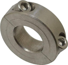 Climax Metal Products - 13/16" Bore, Stainless Steel, Two Piece Two Piece Split Shaft Collar - 1-5/8" Outside Diam, 1/2" Wide - USA Tool & Supply