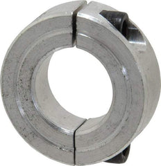 Climax Metal Products - 7/8" Bore, Aluminum, Two Piece Two Piece Split Shaft Collar - 1-5/8" Outside Diam, 1/2" Wide - USA Tool & Supply