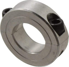 Climax Metal Products - 15/16" Bore, Aluminum, Two Piece Two Piece Split Shaft Collar - 1-3/4" Outside Diam, 1/2" Wide - USA Tool & Supply