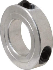 Climax Metal Products - 1-1/16" Bore, Aluminum, Two Piece Two Piece Split Shaft Collar - 1-7/8" Outside Diam, 1/2" Wide - USA Tool & Supply