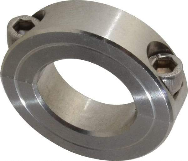 Climax Metal Products - 1-1/16" Bore, Stainless Steel, Two Piece Two Piece Split Shaft Collar - 1-7/8" Outside Diam, 1/2" Wide - USA Tool & Supply