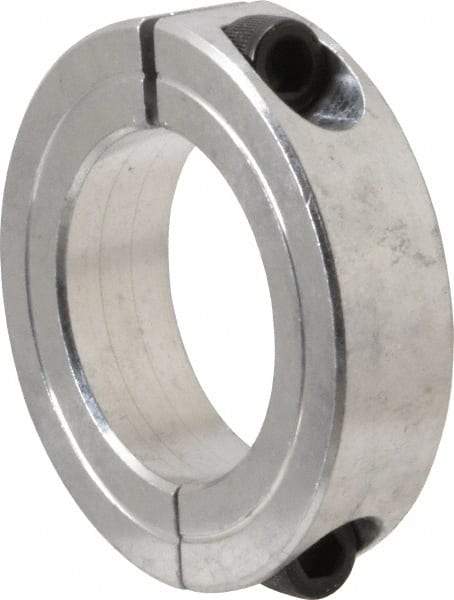 Climax Metal Products - 1-3/8" Bore, Aluminum, Two Piece Two Piece Split Shaft Collar - 2-1/4" Outside Diam, 9/16" Wide - USA Tool & Supply