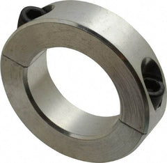 Climax Metal Products - 1-5/8" Bore, Aluminum, Two Piece Two Piece Split Shaft Collar - 2-5/8" Outside Diam, 11/16" Wide - USA Tool & Supply