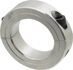 Climax Metal Products - 1-3/4" Bore, Aluminum, Two Piece Two Piece Split Shaft Collar - 2-3/4" Outside Diam, 11/16" Wide - USA Tool & Supply