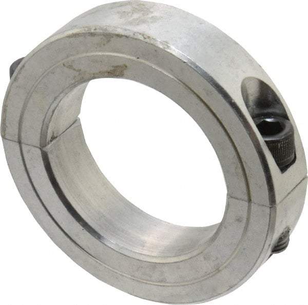 Climax Metal Products - 1-15/16" Bore, Aluminum, Two Piece Two Piece Split Shaft Collar - 3" Outside Diam, 11/16" Wide - USA Tool & Supply