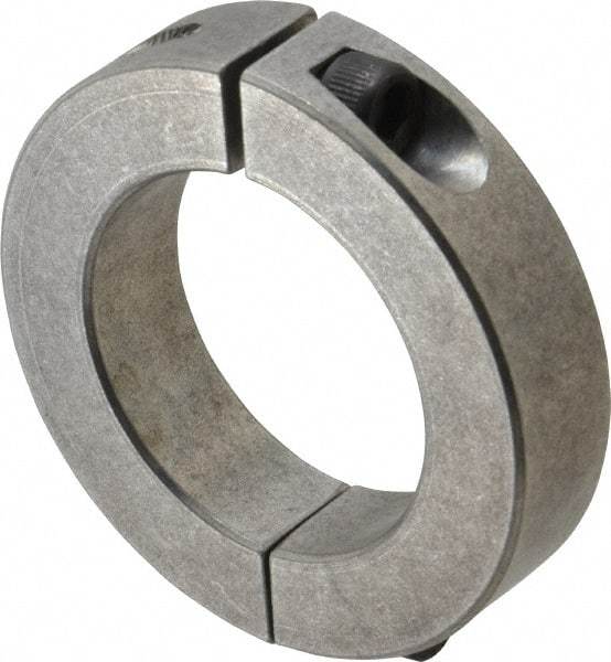 Climax Metal Products - 2-1/16" Bore, Aluminum, Two Piece Two Piece Split Shaft Collar - 3-1/4" Outside Diam, 3/4" Wide - USA Tool & Supply