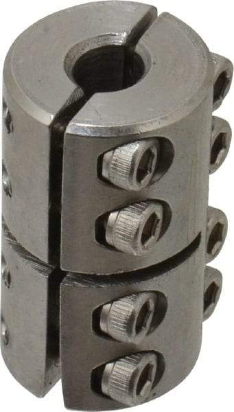 Climax Metal Products - 1/4" Inside x 5/8" Outside Diam, Two Piece Rigid Coupling without Keyway - 1" Long - USA Tool & Supply