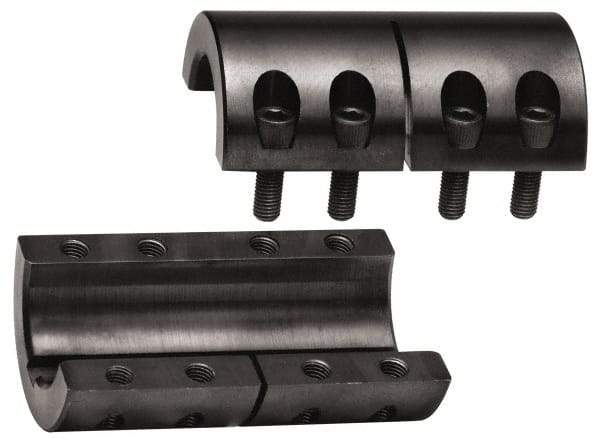 Climax Metal Products - 1-1/4" Inside x 2-1/16" Outside Diam, Two Piece Rigid Coupling with Keyway - 3-1/4" Long x 1/4" Keyway Width x 1/8" Keyway Depth - USA Tool & Supply