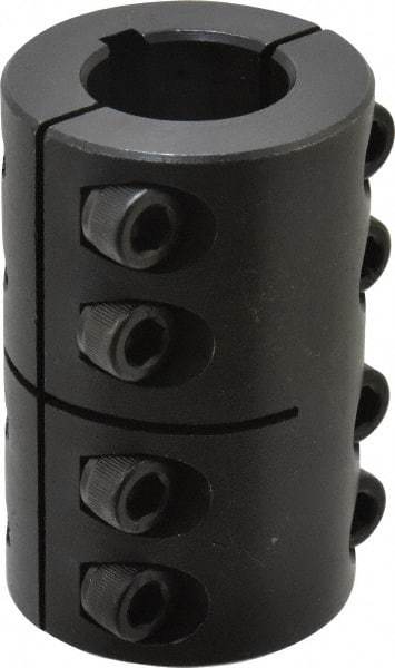 Climax Metal Products - 7/8" Inside x 1-5/8" Outside Diam, Two Piece Rigid Coupling with Keyway - 2-1/2" Long x 3/16" Keyway Width x 3/32" Keyway Depth - USA Tool & Supply