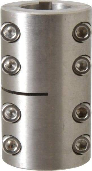 Climax Metal Products - 1" Inside x 1-3/4" Outside Diam, Two Piece Rigid Coupling with Keyway - 3" Long x 1/4" Keyway Width x 1/8" Keyway Depth - USA Tool & Supply