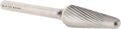 M.A. Ford - 1/2" Cut Diam, 1/4" Shank Diam, Taper Head Single Cut Burr - Carbide, Radius End, 1-3/16" LOC, 3-1/4" OAL - USA Tool & Supply