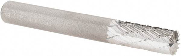 M.A. Ford - 1/4" Cut Diam, 1/4" Shank Diam, Cylinder with End Cut Head Double Cut Burr - Carbide, End Cut End, 5/8" LOC, 2" OAL - USA Tool & Supply