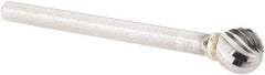 M.A. Ford - 1/4" Cut Diam, 1/8" Shank Diam, Ball Head Single Cut Burr - Carbide, Radius End, 7/32" LOC, 1-23/32" OAL - USA Tool & Supply
