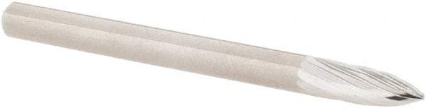 M.A. Ford - 1/8" Cut Diam, 1/8" Shank Diam, Tree Head Single Cut Burr - Carbide, Point End, 3/8" LOC, 1-1/2" OAL - USA Tool & Supply