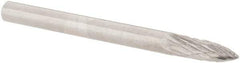 M.A. Ford - 1/8" Cut Diam, 1/8" Shank Diam, Tree Head Double Cut Burr - Carbide, Point End, 3/8" LOC, 1-1/2" OAL - USA Tool & Supply