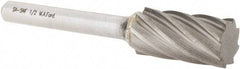 M.A. Ford - 1/2" Cut Diam, 1/4" Shank Diam, Cylinder Head Single Cut Burr - Carbide, Flat End, 1" LOC, 3" OAL - USA Tool & Supply