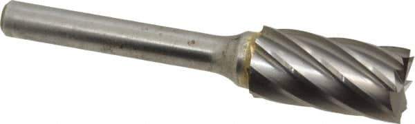 M.A. Ford - 1/2" Cut Diam, 1/4" Shank Diam, Cylinder with End Cut Head Single Cut Burr - Carbide, End Cut End, 1" LOC, 3" OAL - USA Tool & Supply