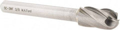 M.A. Ford - 3/8" Cut Diam, 1/4" Shank Diam, Cylinder with Radius Head Single Cut Burr - Carbide, Radius End, 3/4" LOC, 2-3/4" OAL - USA Tool & Supply