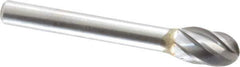 M.A. Ford - 3/8" Cut Diam, 1/4" Shank Diam, Oval Head Single Cut Burr - Carbide, Radius End, 5/8" LOC, 2-5/8" OAL - USA Tool & Supply