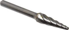 M.A. Ford - 3/8" Cut Diam, 1/4" Shank Diam, Taper Head Single Cut Burr - Carbide, Radius End, 1-1/8" LOC, 3-3/16" OAL - USA Tool & Supply